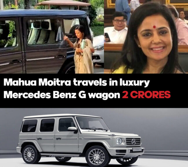 Mahua Moitra luxury lifestyle with 2 CRORES Mercedes G wagon and Louiss Vuitton Bags